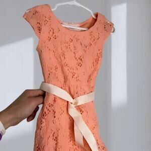btween Lace A-Line Dress – Peach / Soft Coral (Toddler 2T)